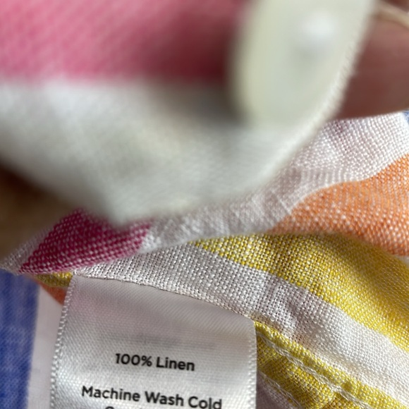 Talbots Linen Boyfriend Shirt Button Down Womens XL Multicolor Classic Blouse - Picture 8 of 9